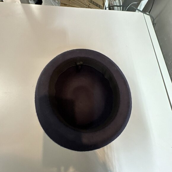 Nordstrom Tarnish Hat Cap BLUE Ribbon Wool Classy Fedora - Picture 3 of 7